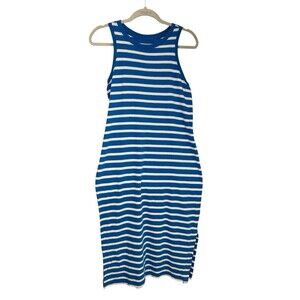 Sonoma Goods For Life Dress Size S Blue White Stripe Nautical Crewneck Midi Tank